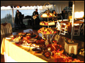 off site wedding table decorated with colorful autumn leaves