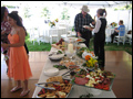 catered appetizer table for cocktail hour