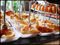 Asian style dumplings served at a catered graduation party