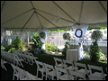 tent decorated for a wedding ceremony