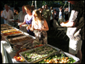 best off premise caterer on Long Island has set up a buffet line for a backyard wedding