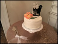 beautiful small wedding cake waiting to be cut
