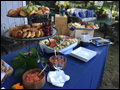 appetizer table catered by Felico's Catering at an outdoor wedding