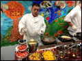 breakfast catering with a crepe station, the chef is making crepes