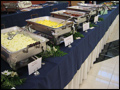 breakfast buffet line at a catered corporate event