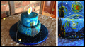 Gluten free painted wedding cake for Van Gogh Starry Night themed wedding