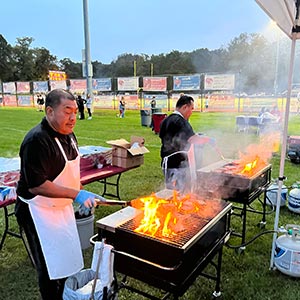 BBQ grill set up for school fundraiser