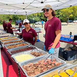 felicos staff ready to serve for an outdoor BBQ event