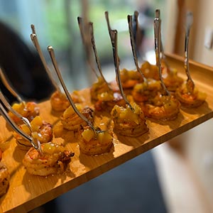 Passed appetizers at a catered Long Island wedding