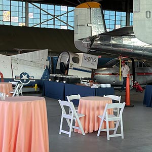 indoor wedding at airplane museum