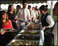 hot buffet line for Long Island wedding catering