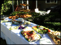 appetizer table for a catered Long Island wedding coctail hour