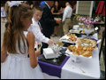 flower girl and ring bearer enjoying the cocktail hour at a catered Long Isalnd wedding 