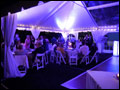 Long Island farm wedding photo at dusk with a lit up party tent