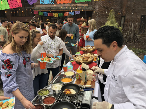 catered cinco de mayo party on Long Island featuring a taco station