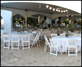 long island wedding caterer has set up everything for a beach wedding